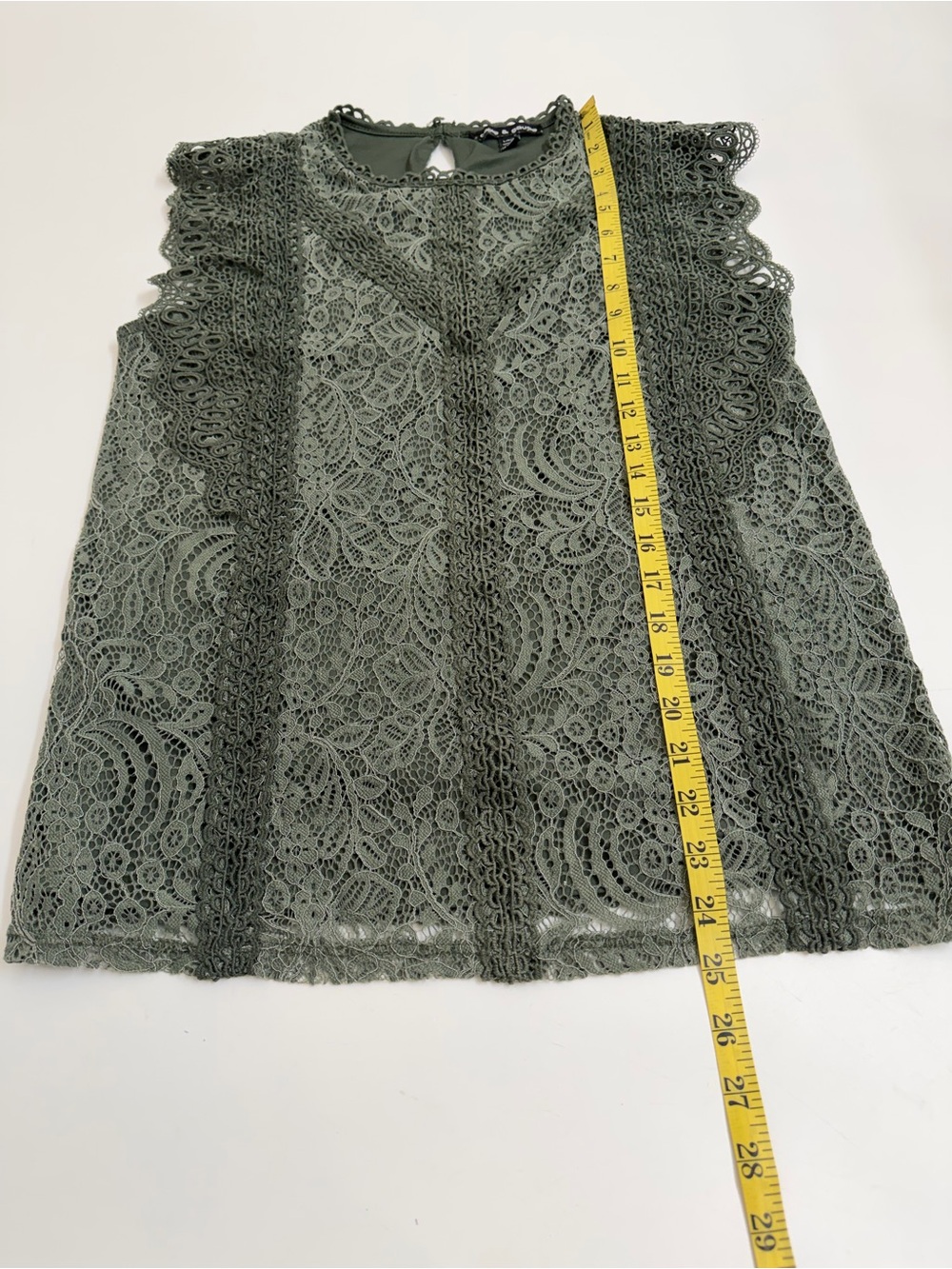 Cable & Gauge Lace Blouse Set Sage Green & Beige Romantic Cottagecore Size L - Picture 5 of 10